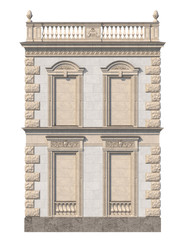 Fototapeta premium Stone facade of a classic house with niches. 3d rendering