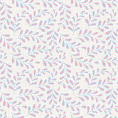  Embroidery floral seamless pattern on linen cloth texture