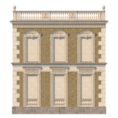 Fototapeta premium Brick facade of a classic-style house with niches in light colors. 3d rendering.