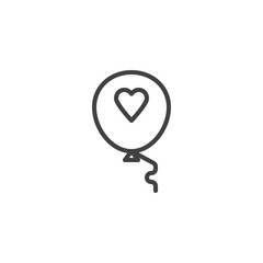 Heart balloon line icon. linear style sign for mobile concept and web design. Balloon with heart outline vector icon. Valentine's day symbol, logo illustration. Pixel perfect vector graphics