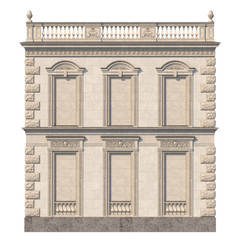Fototapeta premium Stone facade of a classic house with niches. 3d rendering