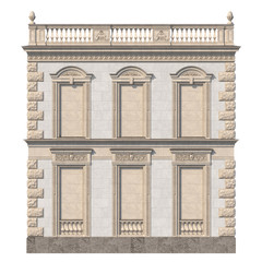 Fototapeta premium Stone facade of a classic house with niches. 3d rendering