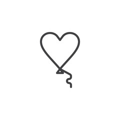 Heart balloon line icon. linear style sign for mobile concept and web design. Party balloon outline vector icon. Love and valentine day symbol, logo illustration. Pixel perfect vector graphics