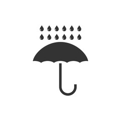 Umbrella and rain icon flat
