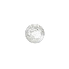 Cosmetic moisturizing transparent gel in a glass jar on white isolated background. Organic Natural Cosmetics. Snail Extract Gel. Snail slime. Aloe vera gel.