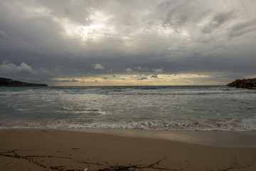 Cove in San Antonio de Ibiza a cloudy day