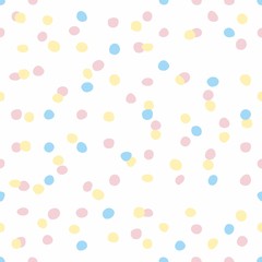 Tile vector pattern with pastel hand drawn dots on white background