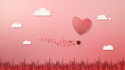 Heart shape hot air balloon