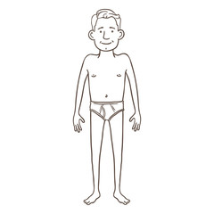 Vector Cartoon Outline Character - Young Man in Underpants