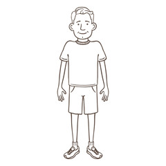 Fototapeta na wymiar Vector Cartoon Outline Character - Young Man in Sport Outfit