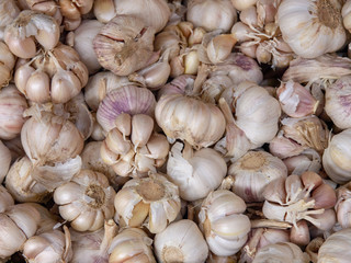 Knoblauch auf einem Marktstand in Malipo in Yunnan in China