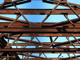 Abstract Detail of Old Rusty Railway Bridge