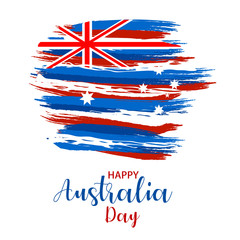 Happy Australia day. Map of Australia with flag. Vector illustration for Greeting card, poster and banner.