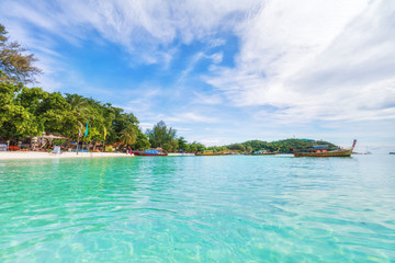 Fototapeta na wymiar Panorama of asian paradise beach in Thailand