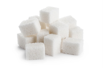 White sugar cubes, isolated on white background