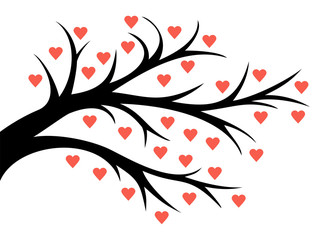 Abstract heart tree. Valentine tree with hearts. isolated on white background