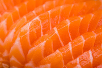 sliced salmon sashimi close up - obrazy, fototapety, plakaty