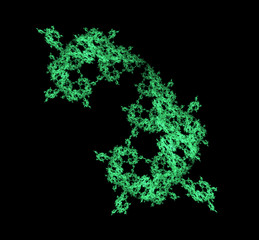 Ufo green fractal pattern background. Fantasy fractal texture. Digital art. 3D rendering. Computer generated image.