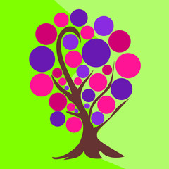 Abstract tree with circle leaves. Vector graphic design template.