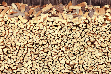 Pile of fiire wood, rural vintage background