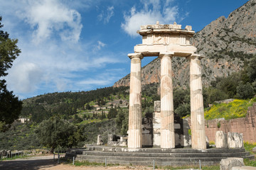 Fototapeta na wymiar Circular temple of Sanctuary of Athena Pronaia at Delphi, Greece
