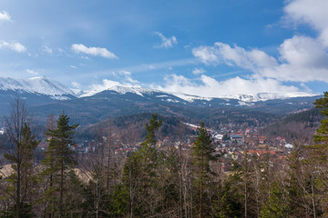 Karkonosze mountains and Karpacz city in Poland