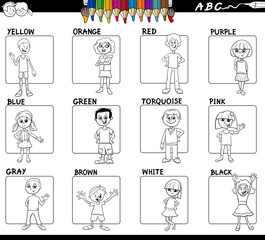 basic colors with kids set for coloring