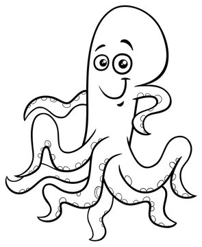 octopus character cartoon coloring book