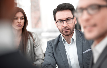 close up.project Manager at a meeting with employees