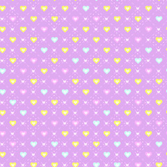 Happy and bright heart seamless vector pattern/ Love candy colors background.