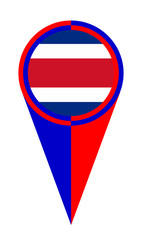 Costa Rica Map Pointer Location Flag