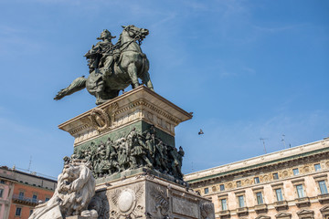 Sculpture of Vittorio Emanuele in Milan