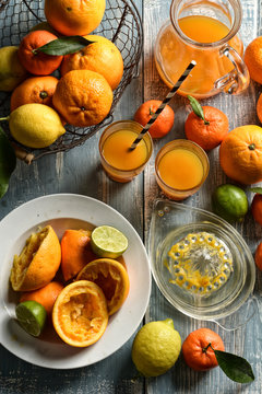 juice of assorted citrus fruit, oranges, lemons, tangerines, lime, clementines