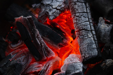 The charcoal is burning