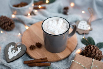 Obraz na płótnie Canvas winter still life - coffee with marshmallows