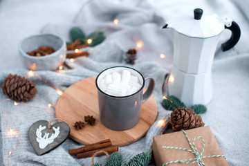 winter still life - coffee with marshmallows