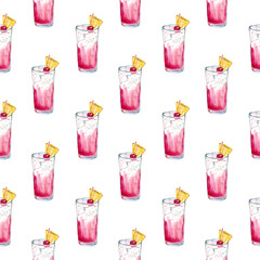 pattern with cocktail Sea Breeze Harvey Wallbanger Planter's Punch 