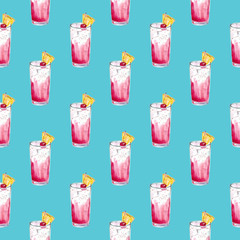 pattern with cocktail Sea Breeze Harvey Wallbanger Planter's Punch 