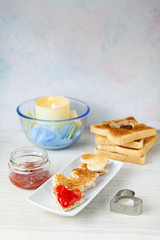 Romantic breakfast with candle