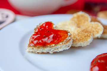Romatic heart-shaped toast