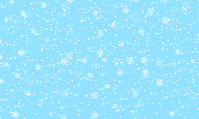Falling snow background. Holiday landscape with snowfall. Vector illustration. Winter snowing sky. Eps 10.