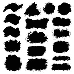 Brush strokes set vector painted isolated objects