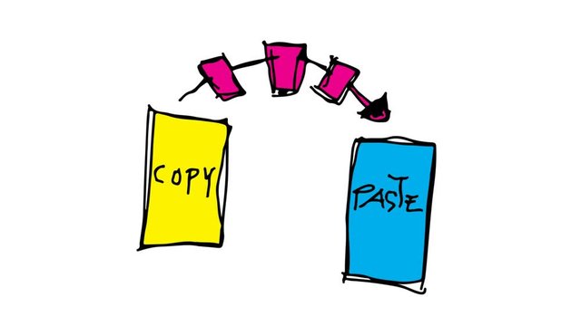 kids drawing white screen with theme of  copy paste