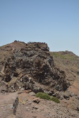 Summit With The Roque De Los Muchachos Observatory To The Background In The Caldera De Taburiente National Park. Travel, Nature, Holidays, Geology.11 July 2015. Isla De La Palma Canary Islands Spain.