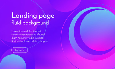 Obraz premium Trendy fluid background, landing page template with neon dynamic shapes