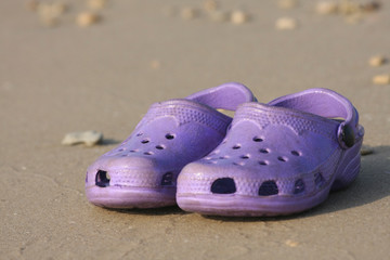 Purple crock shoes