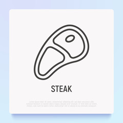 Steak thin line icon. Modern vector illustration of beef meat.
