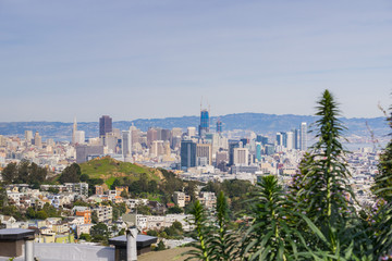 Fototapeta na wymiar San Francisco downtown view from a residential area, California