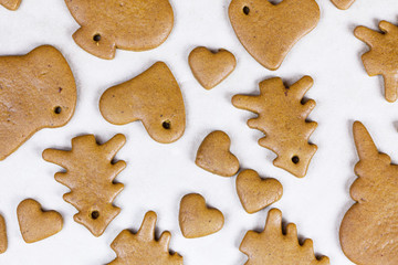 Many gingerbreads are on white background.