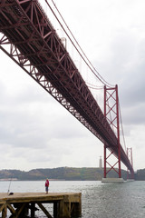 The Ponte 25 de Abril Bridge in Lisbon, Portugal